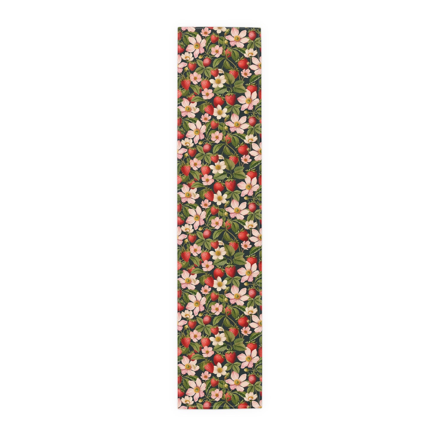 Strawberry Print Table Runner - Sweet Charm, Cotton Twill or Polyester - Perfect for Summer & Whimsical Home Decor