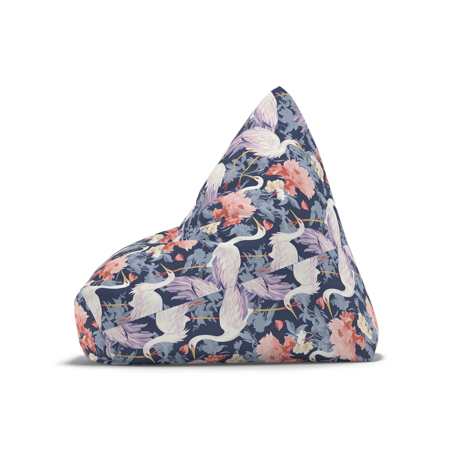 Chinoiserie Bean Bag Chair Cover - Elegant Oriental-Inspired Polyester Slipcover with Secure Zip - Fits Various Sizes