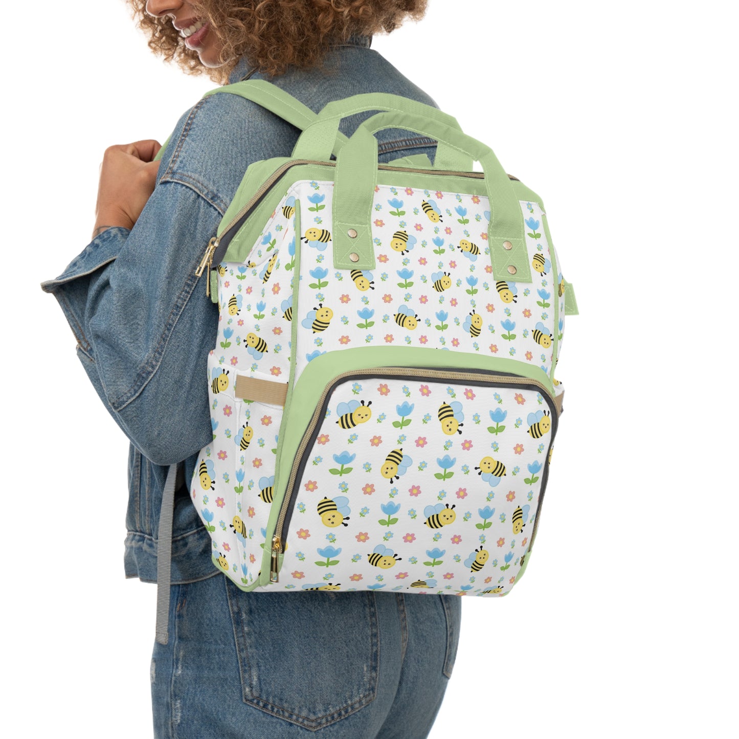 Honey Bee Diaper Backpack - Eco-Friendly & Stylish Baby Bag with Buzzing Bee Motifs, Perfect for Nature-Loving Parents