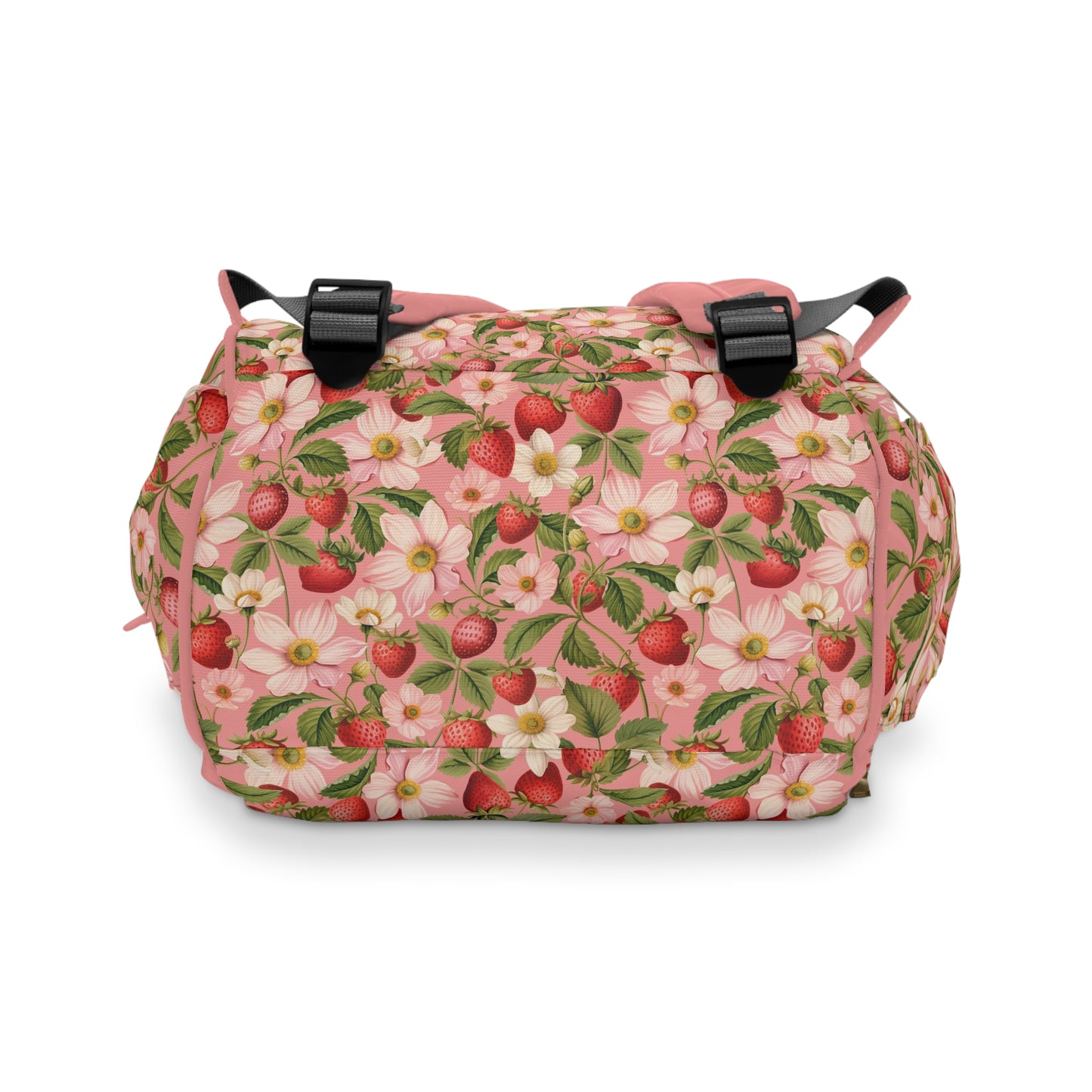 Multifunctional Strawberry Diaper Backpack - Convenient Storage for On-the-Go Parents