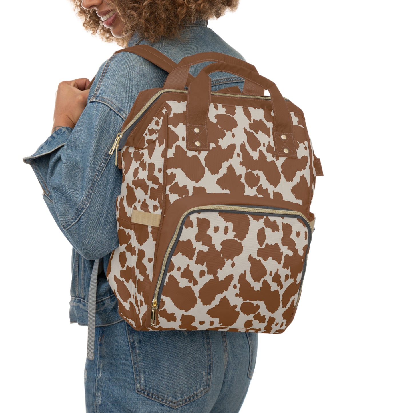 Cowhide Diaper Backpack - Chic & Durable Baby Bag with Genuine Cowhide Patterns, Perfect for Stylish Parents