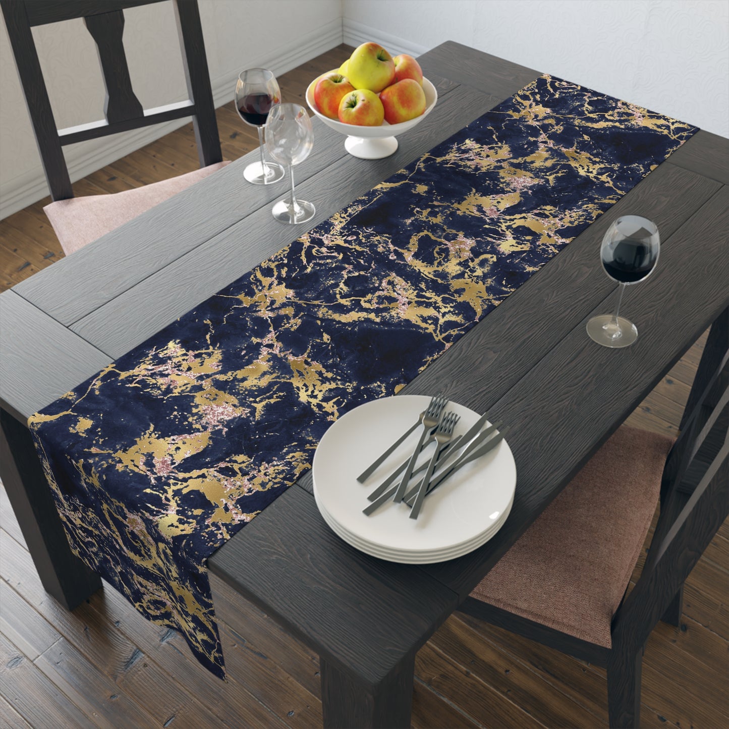Marble Print Table Runner - Luxurious Elegance, Cotton Twill or Polyester - Perfect for Modern Home Decor