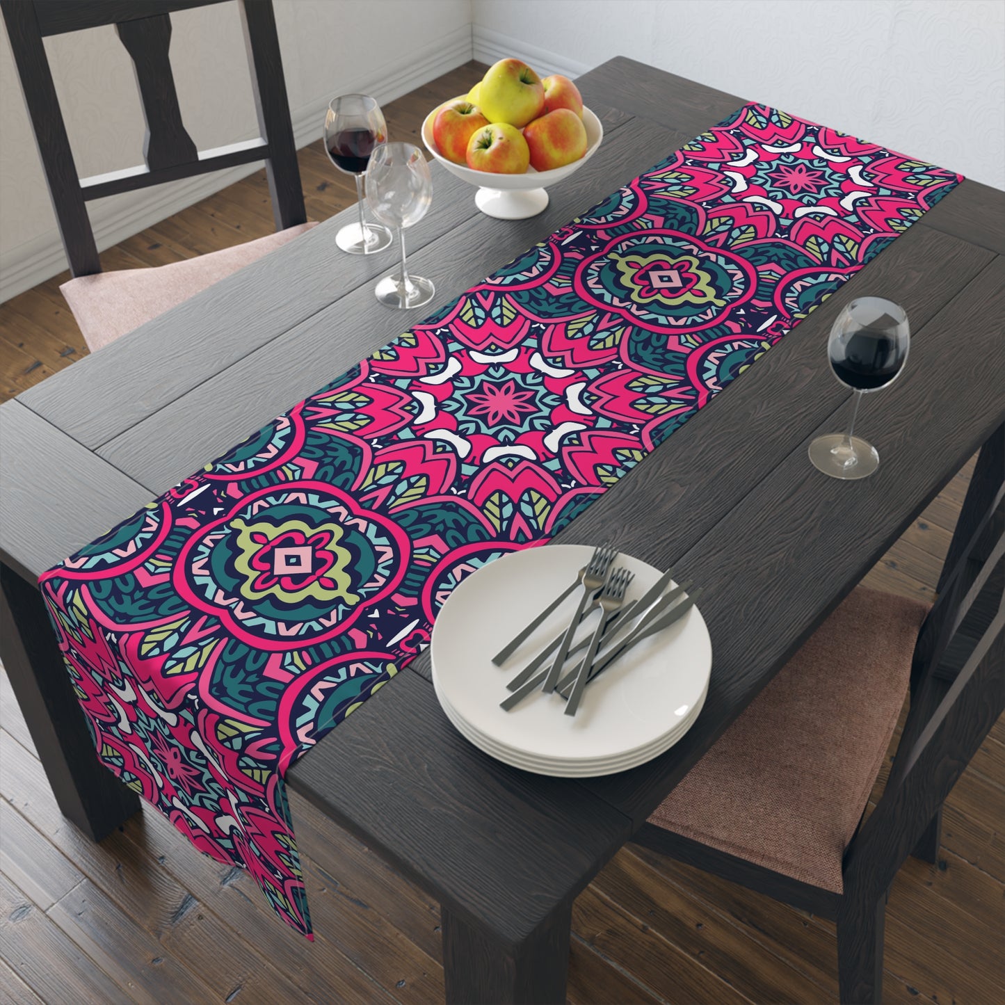 Mandala Print Table Runner - Intricate Patterns, Cotton Twill or Polyester - Ideal for Decorative Home Accents
