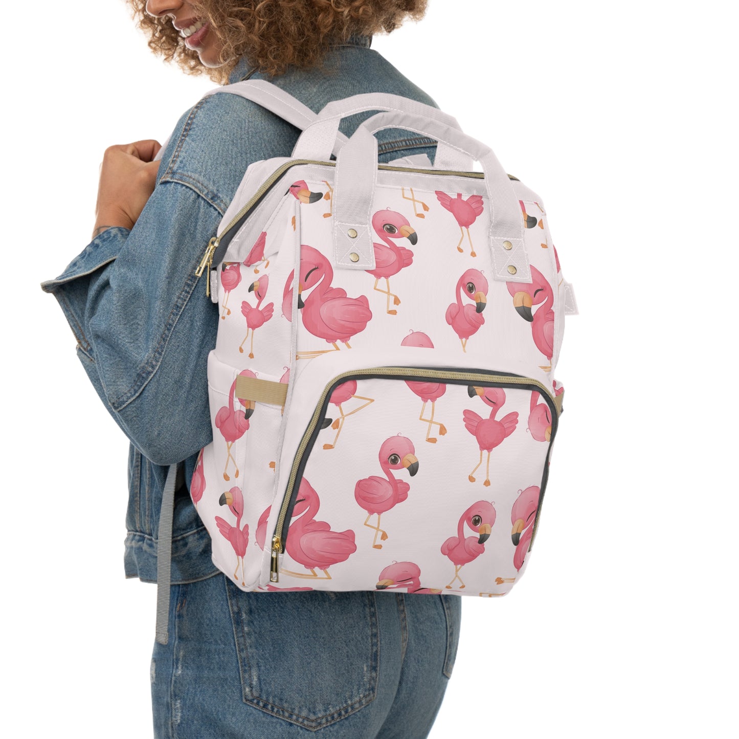 Flamingo Diaper Backpack - Playful & Multifunctional Baby Bag with Vibrant Flamingo Motifs, Ideal for Stylish Parents