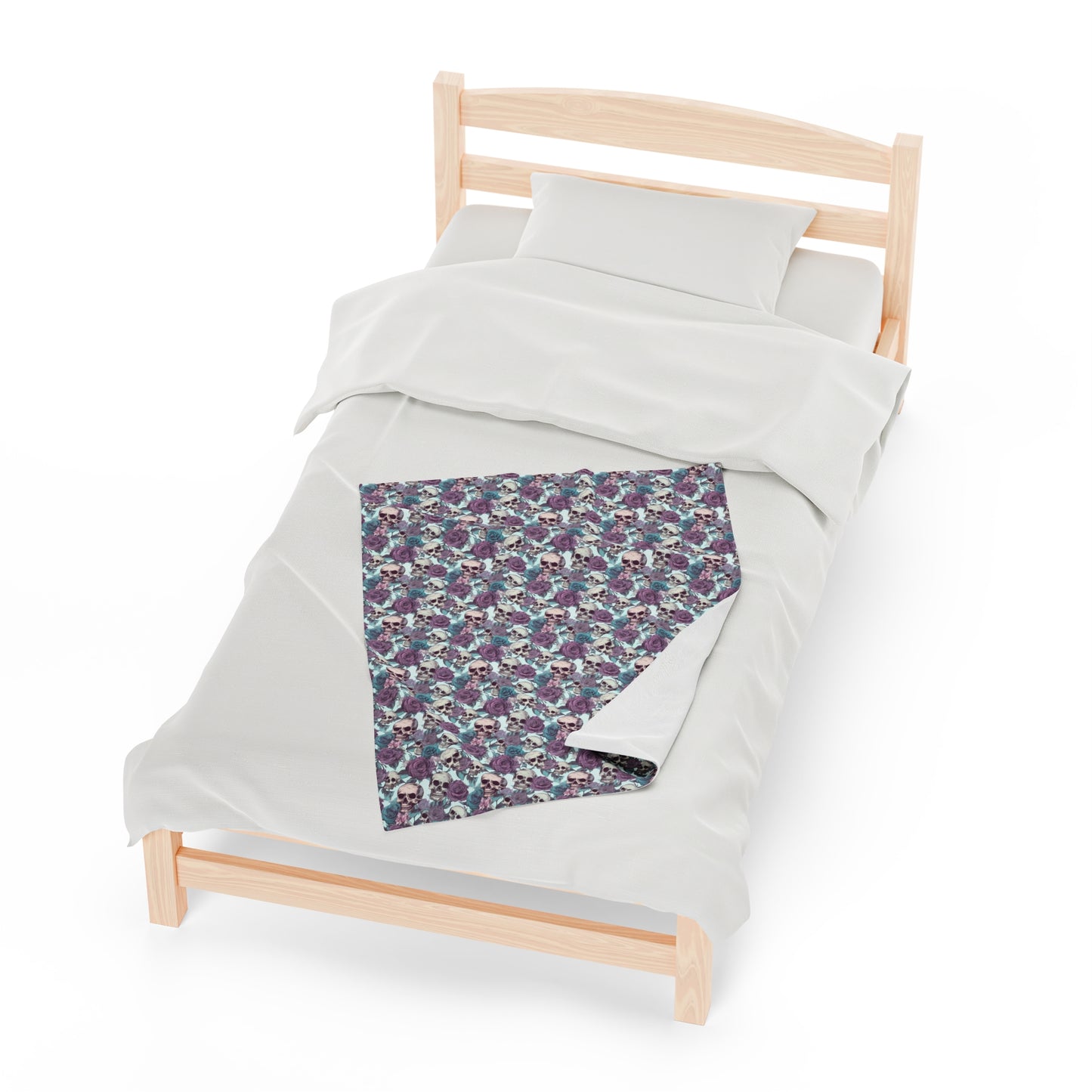 Skull Print Velveteen Plush Blanket | Soft, Edgy, Luxurious and Comforting | Available in Multiple Sizes