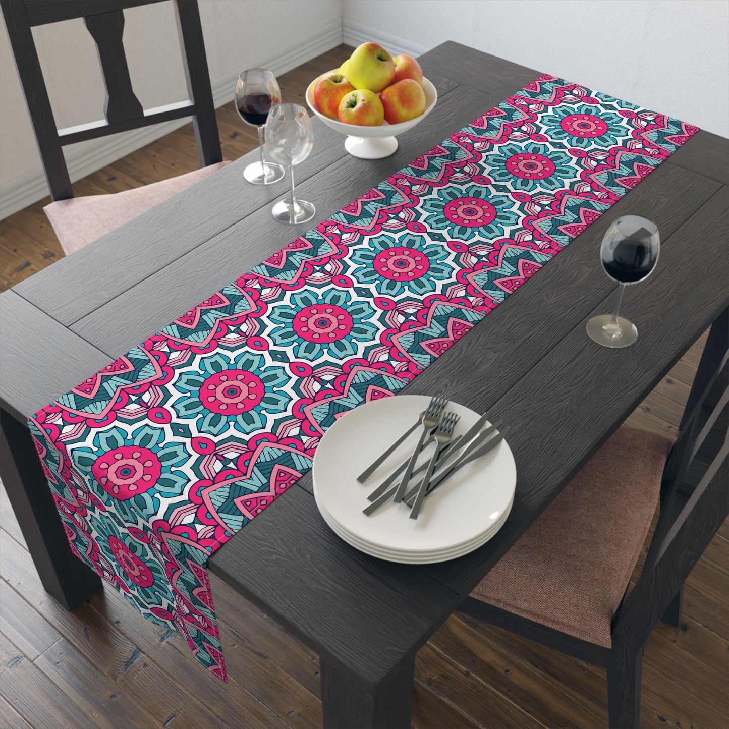 Mandala Print Table Runner - Intricate Patterns, Cotton Twill or Polyester - Ideal for Decorative Home Accents