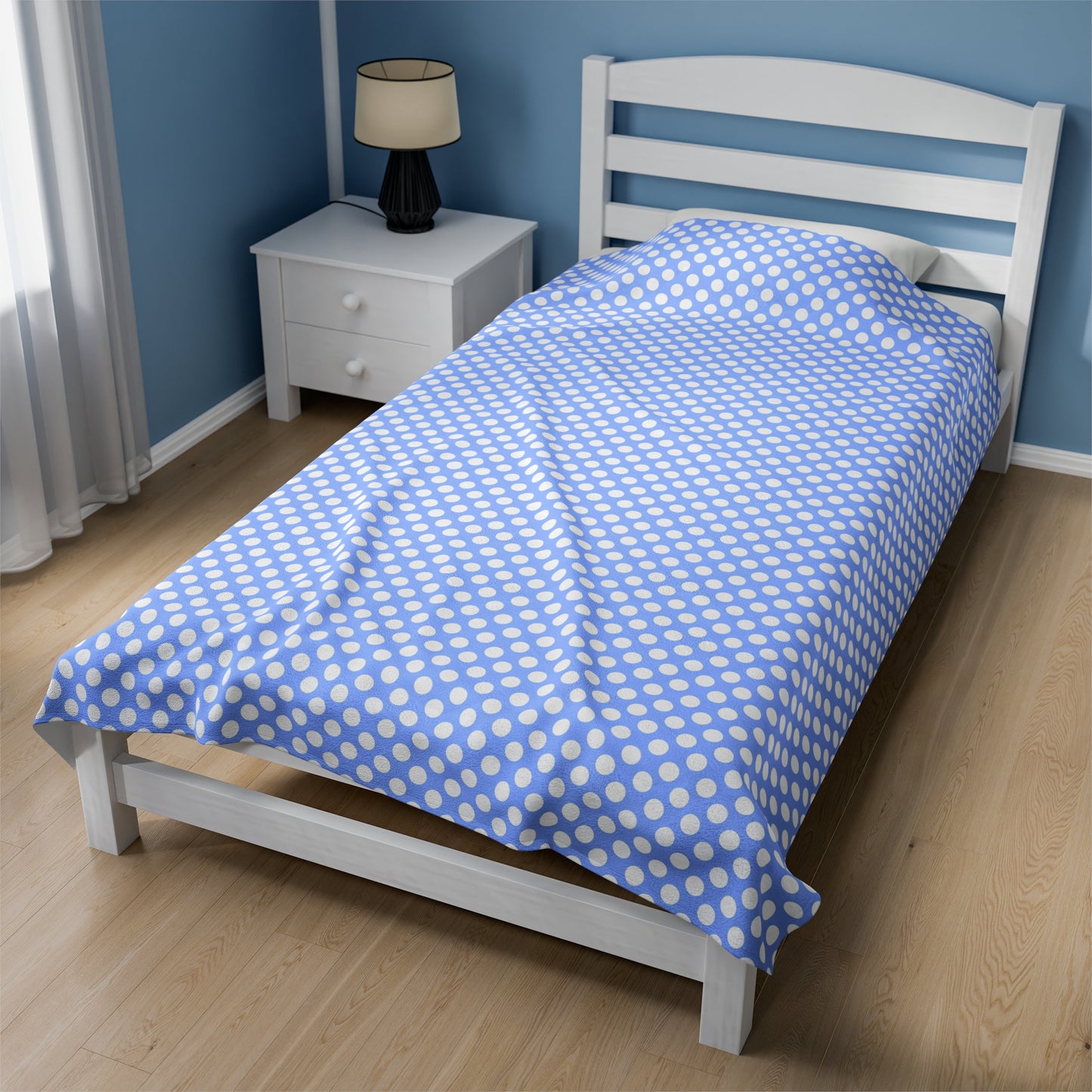 Pastel Polka Dot Velveteen Plush Blanket | Soft, Playful, Luxurious and Comforting | Available in Multiple Sizes