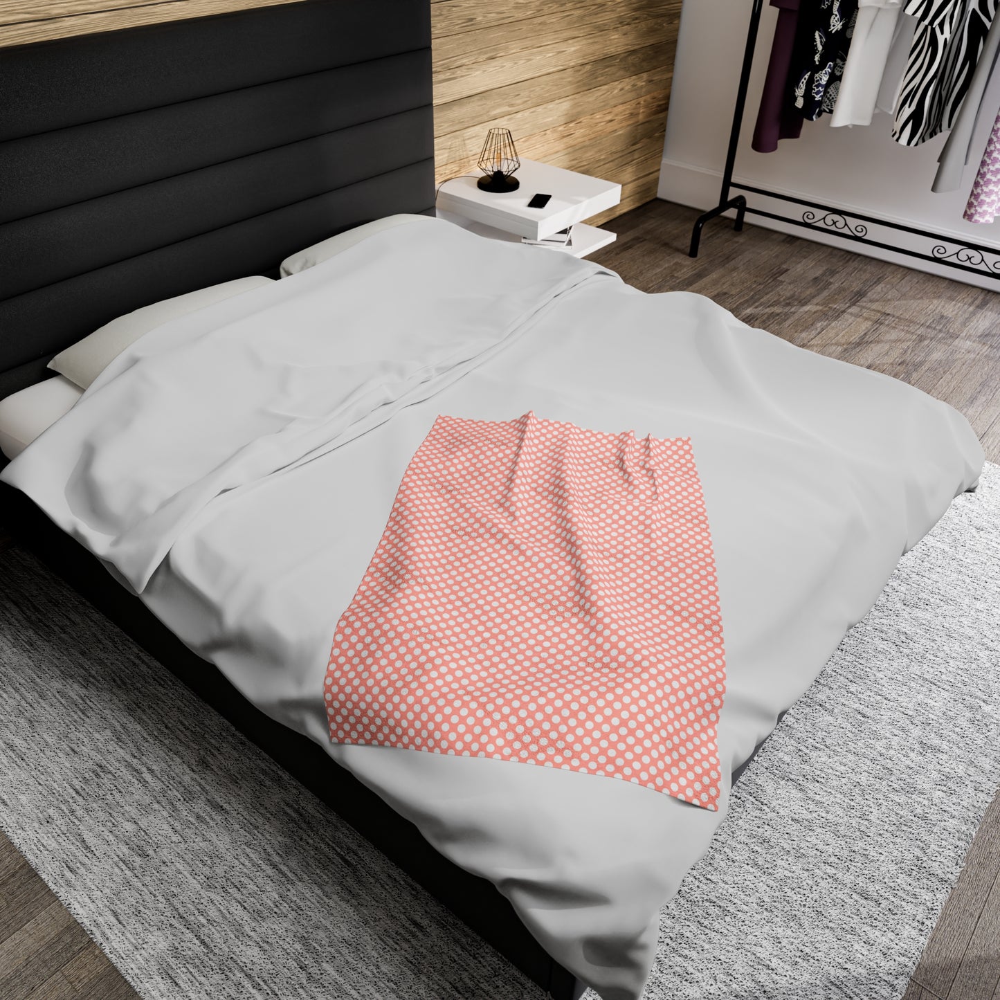 Pastel Polka Dot Velveteen Plush Blanket | Soft, Playful, Luxurious and Comforting | Available in Multiple Sizes