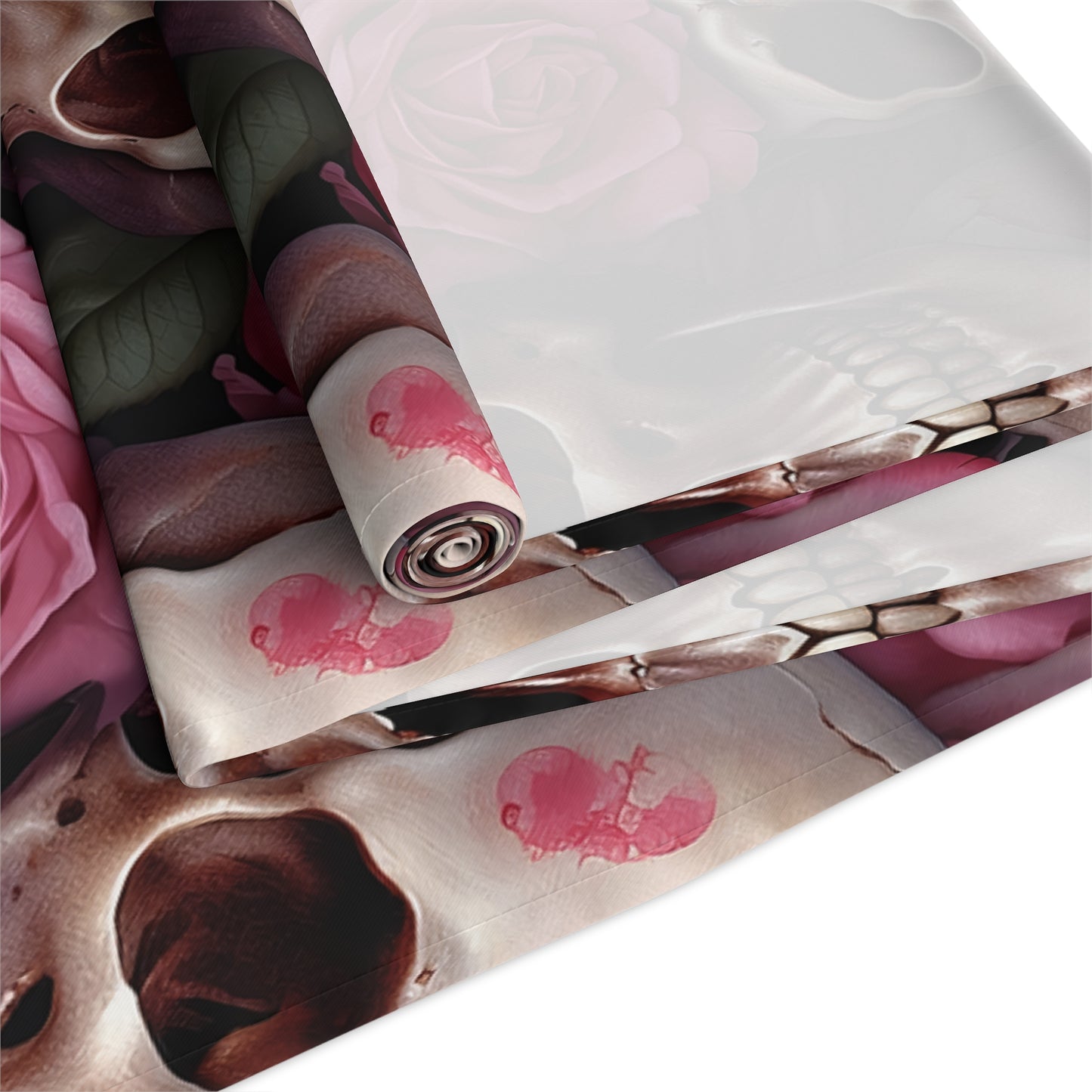 Skull Print Table Runner - Bold Cotton Twill or Sleek Polyester - Ideal for Gothic & Edgy Home Decor