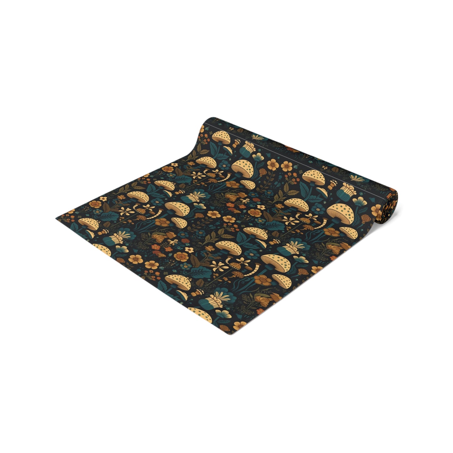 Mushroom Print Table Runner - Nature Vibes in Cotton Twill or Polyester - Perfect for Nature-Inspired Home Decor