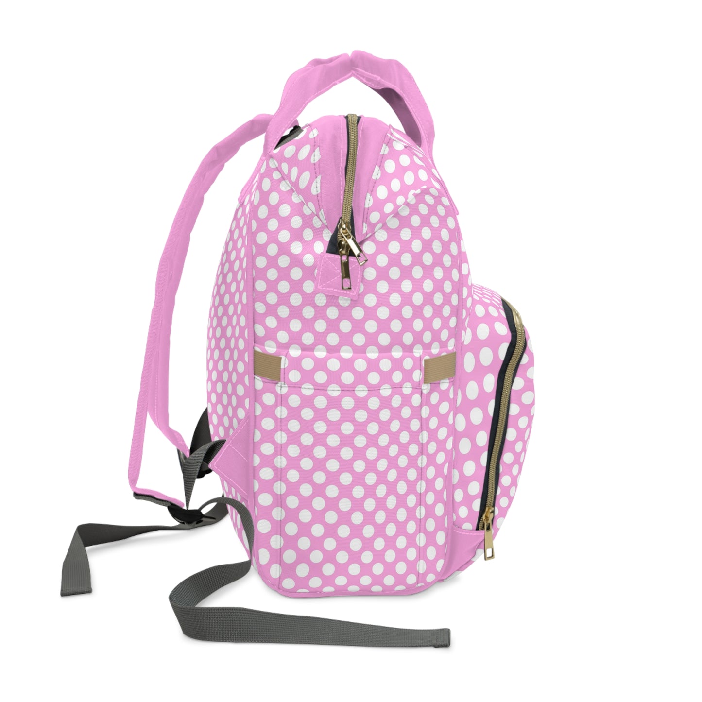 Multifunctional Polka Dot Diaper Backpack - Stylish and Practical Baby Bag for Busy Parents