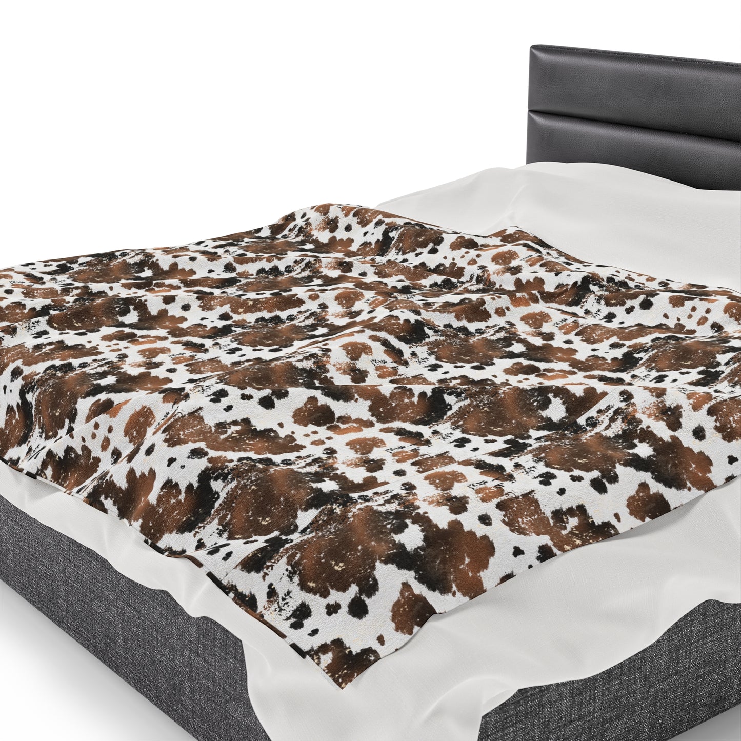 Cowhide Velveteen Plush Blanket | Soft, Rustic, Luxurious and Comforting | Available in Multiple Sizes