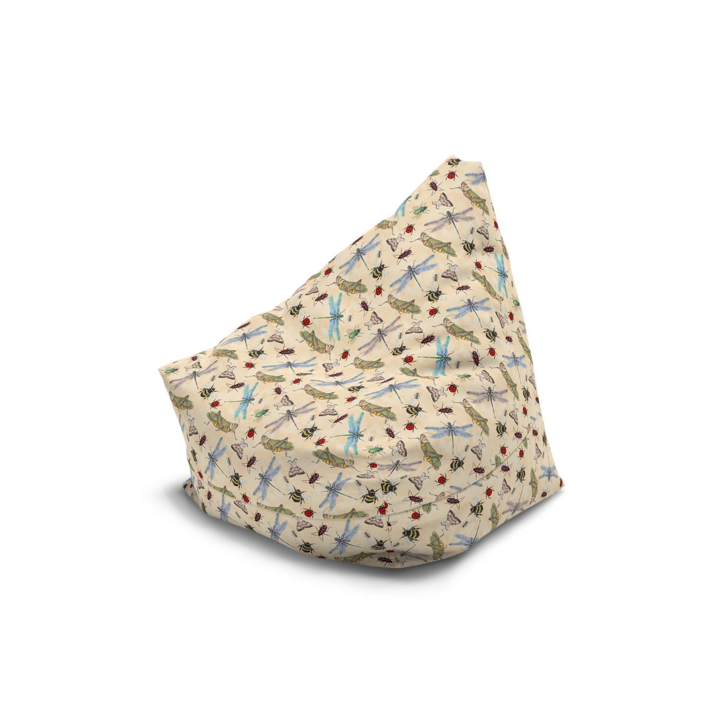 Insect Print Bean Bag Chair Cover - Educational Polyester Slipcover with Secure Zip