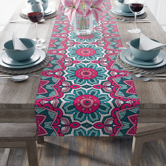 Mandala Print Table Runner - Intricate Patterns, Cotton Twill or Polyester - Ideal for Decorative Home Accents