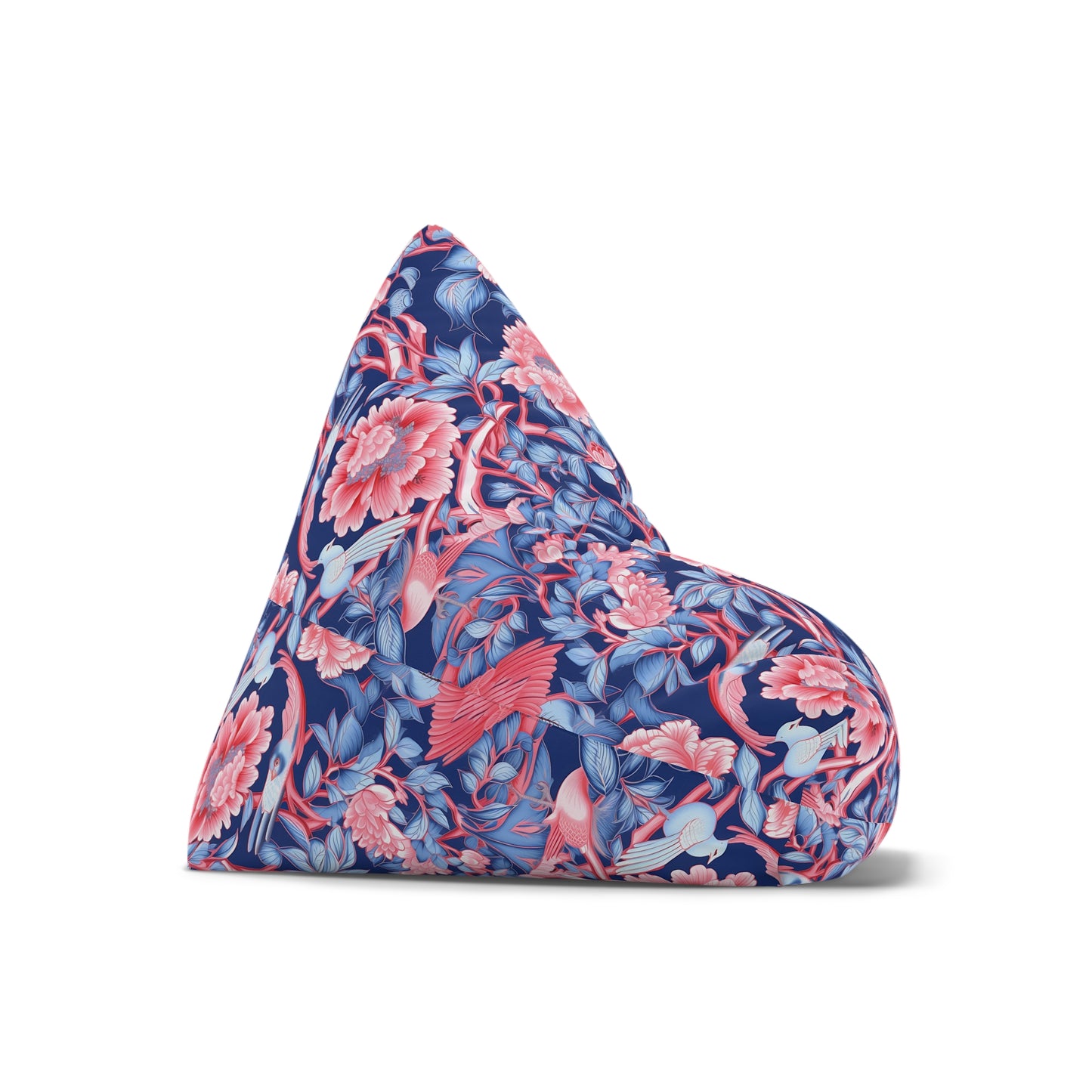 Chinoiserie Bean Bag Chair Cover - Elegant Oriental-Inspired Polyester Slipcover with Secure Zip - Fits Various Sizes