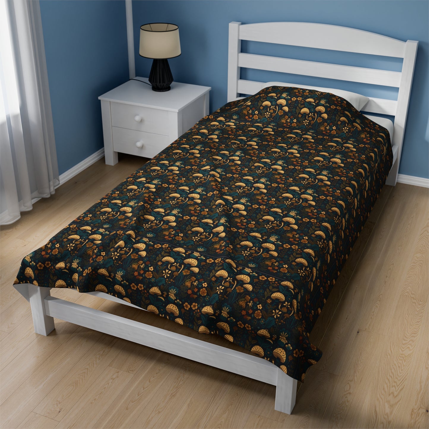 Mushroom Velveteen Plush Blanket | Soft, Whimsical, Luxurious and Comforting | Available in Multiple Sizes