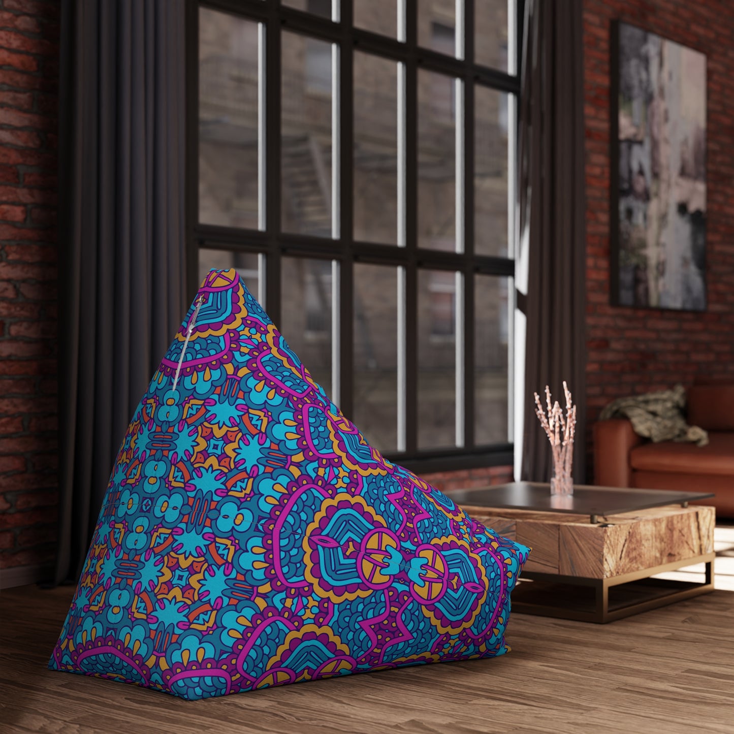 Mandala Bean Bag Chair Cover - Premium Polyester, Secure Zipper, 2 Sizes, Bohemian Design