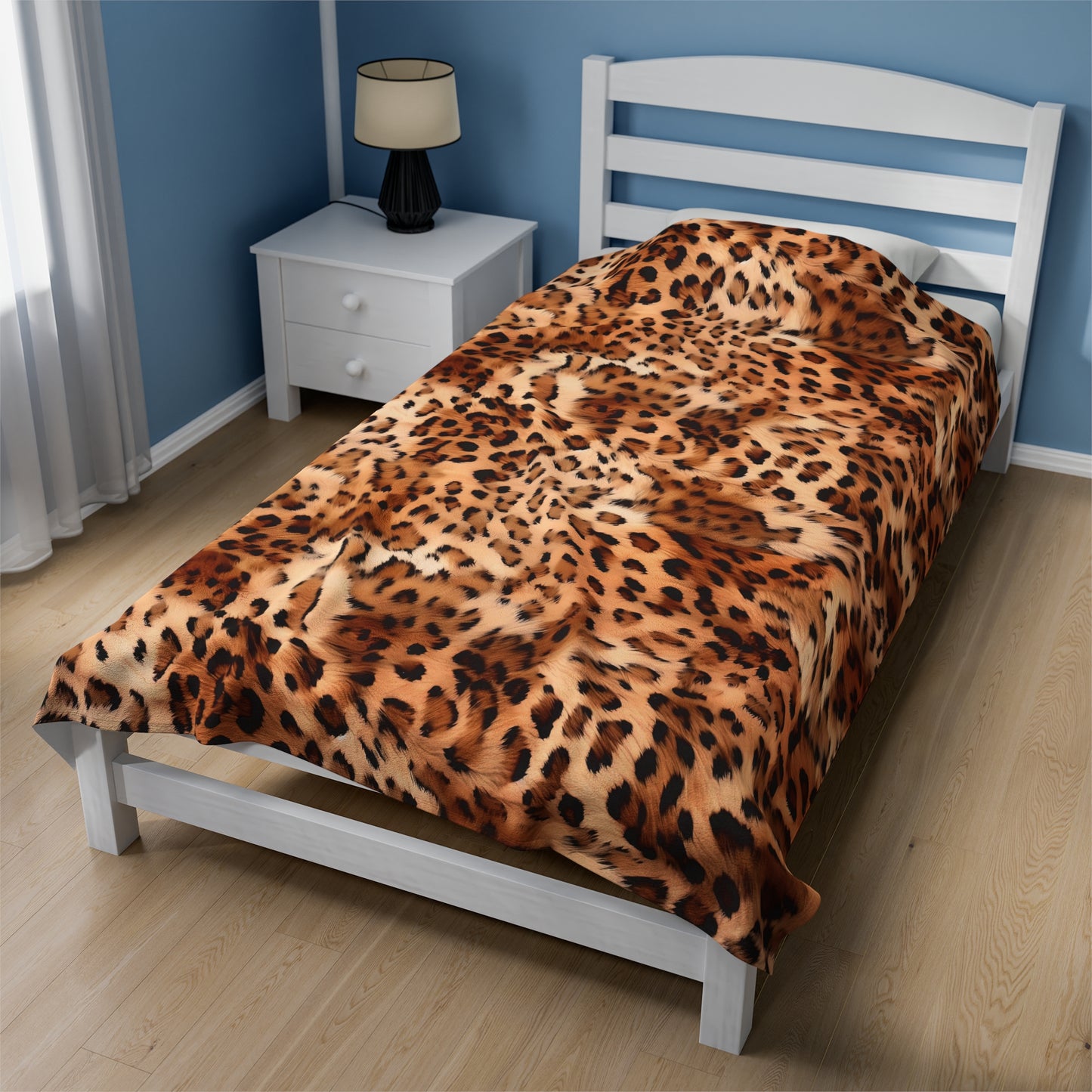 Leopard Velveteen Plush Blanket | Soft, Exotic, Luxurious and Comforting | Available in Multiple Sizes