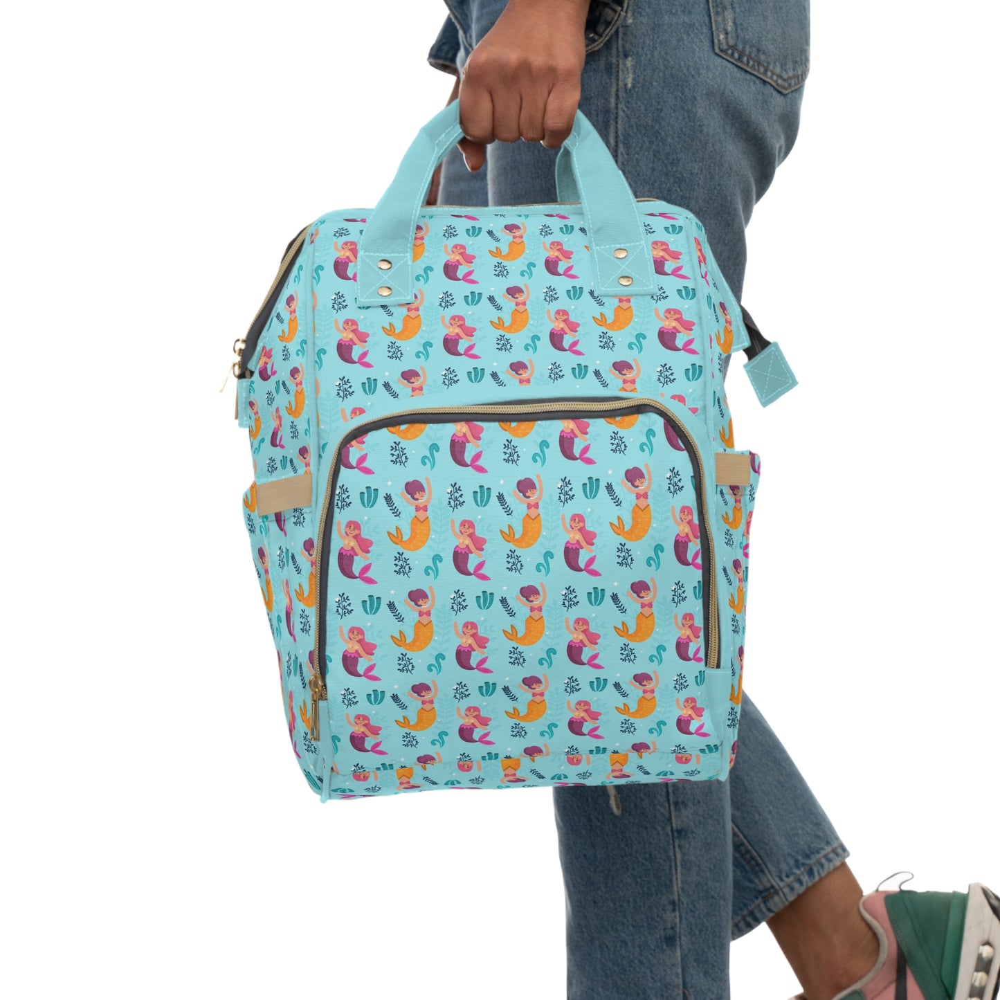 Mermaid Diaper Backpack - Magical & Multifunctional Nappy Bag with Ocean-Inspired Mermaid Patterns