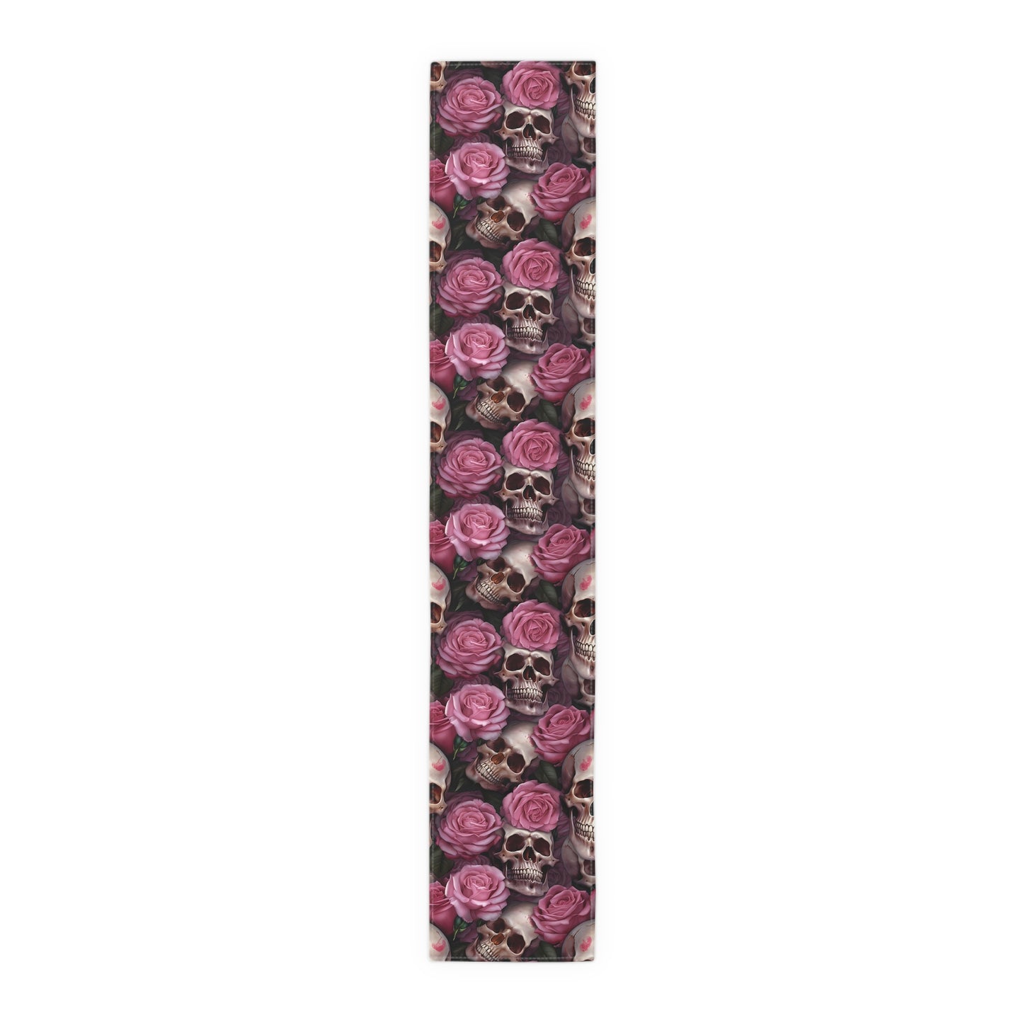 Skull Print Table Runner - Bold Cotton Twill or Sleek Polyester - Ideal for Gothic & Edgy Home Decor
