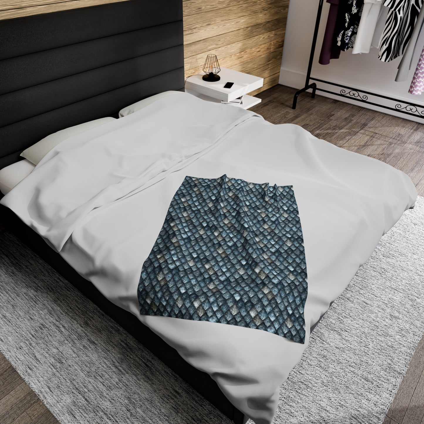 Dragon Scale Velveteen Plush Blanket | Soft, Mythical, Luxurious and Comforting | Available in Multiple Sizes