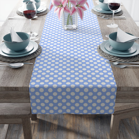 Pastel Polka Dot Table Runner - Soft Elegance, Cotton Twill or Polyester - Perfect for Playful & Light Home Decor