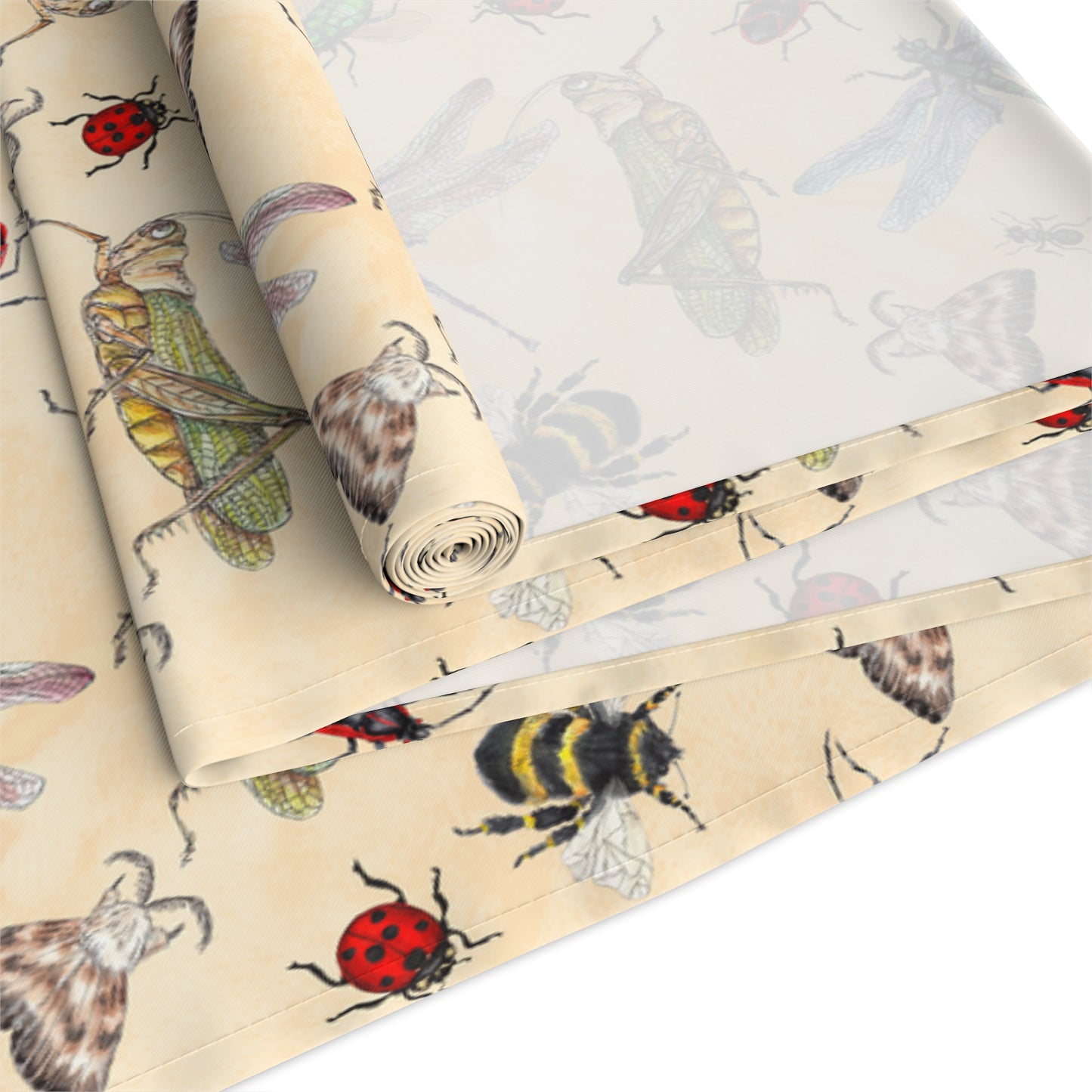 Insect Print Table Runner - Detailed Elegance, Cotton Twill or Polyester - Perfect for Nature Enthusiasts & Scientific Decor