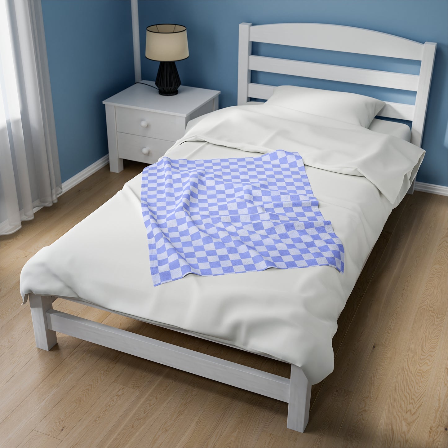 Pastel Checkers Velveteen Plush Blanket | Soft, Trendy, Luxurious and Comforting | Available in Multiple Sizes