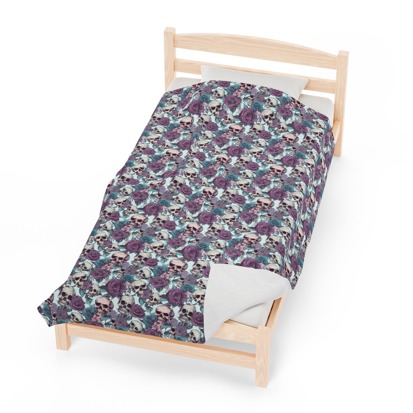 Skull Print Velveteen Plush Blanket | Soft, Edgy, Luxurious and Comforting | Available in Multiple Sizes