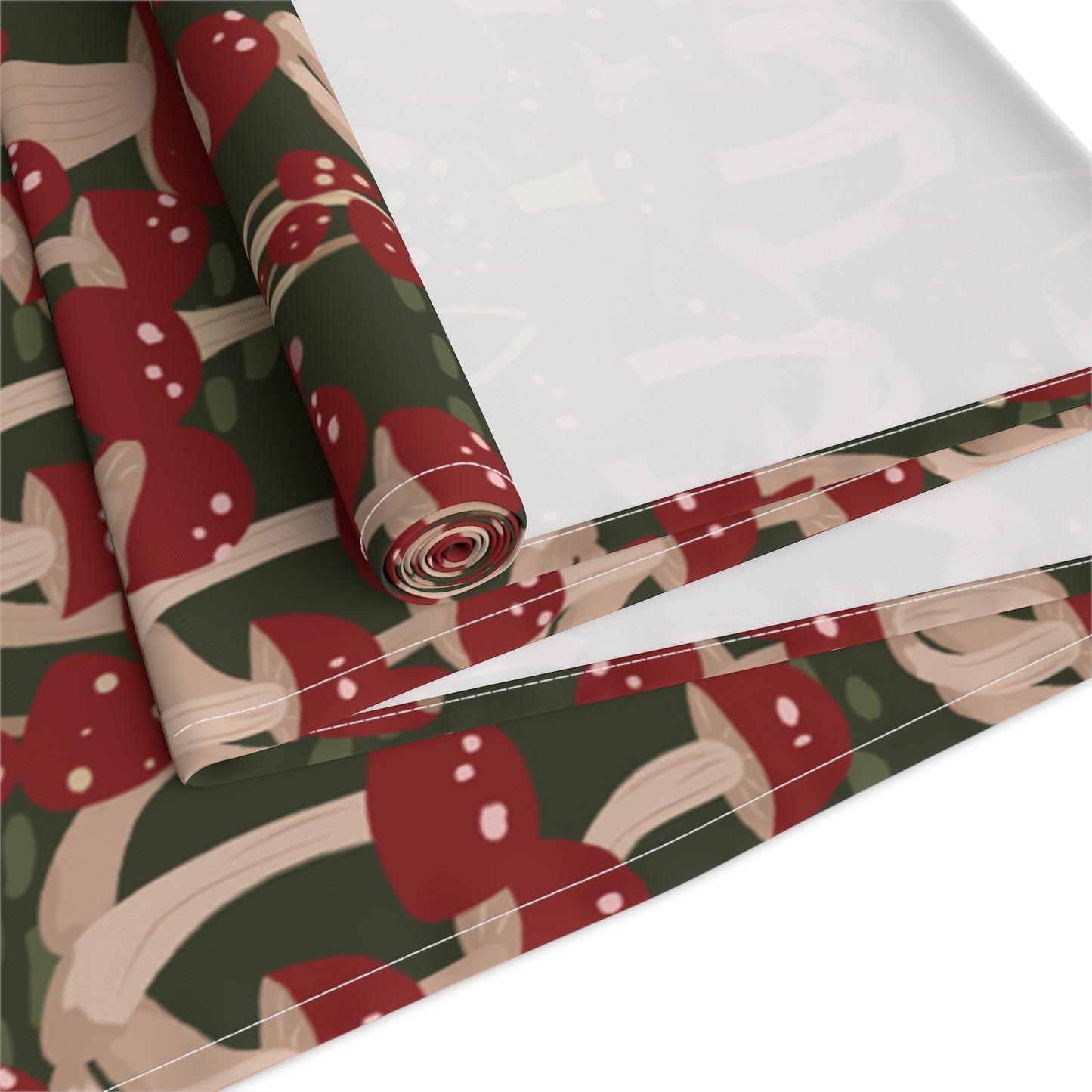 Mushroom Print Table Runner - Nature Vibes in Cotton Twill or Polyester - Perfect for Nature-Inspired Home Decor