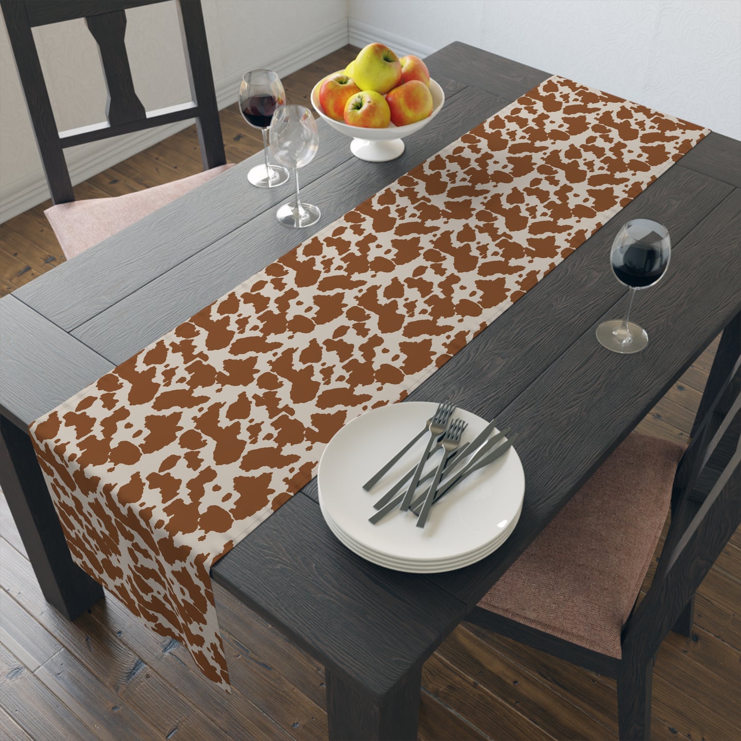 Cowhide Print Table Runner - Rustic Elegance, Cotton Twill or Polyester - Perfect for Western & Luxurious Home Decor