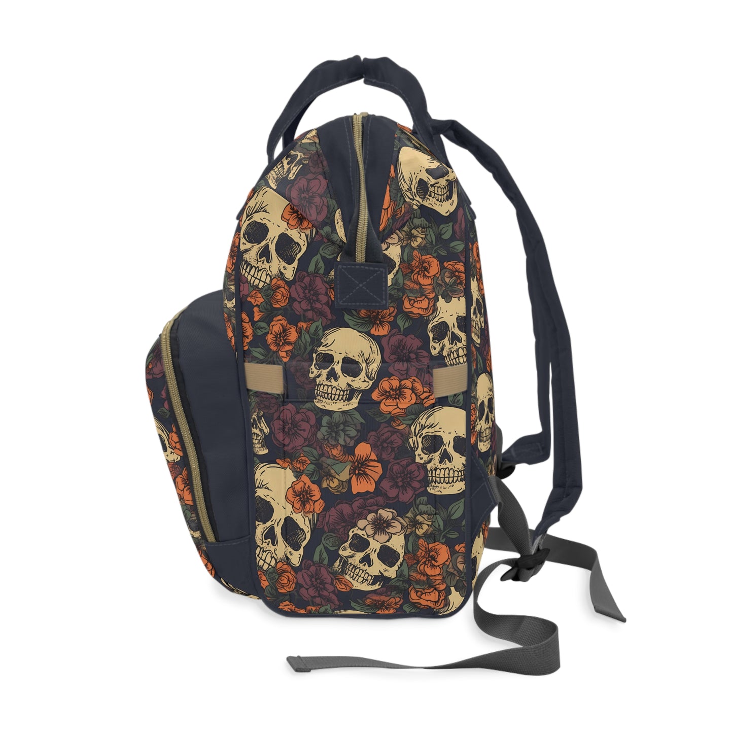 Skull Print Diaper Backpack - Multifunctional & Durable Baby Bag for Stylish Parents, Spacious & Organized Nappy Bag