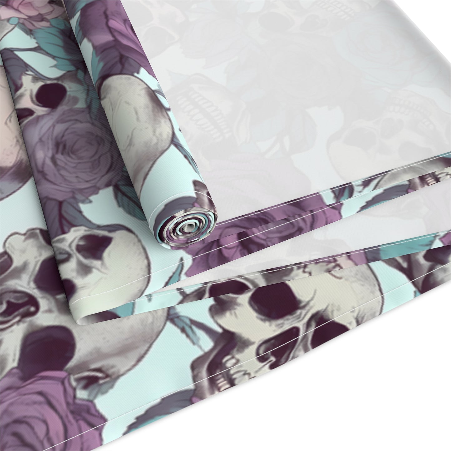 Skull Print Table Runner - Bold Cotton Twill or Sleek Polyester - Ideal for Gothic & Edgy Home Decor