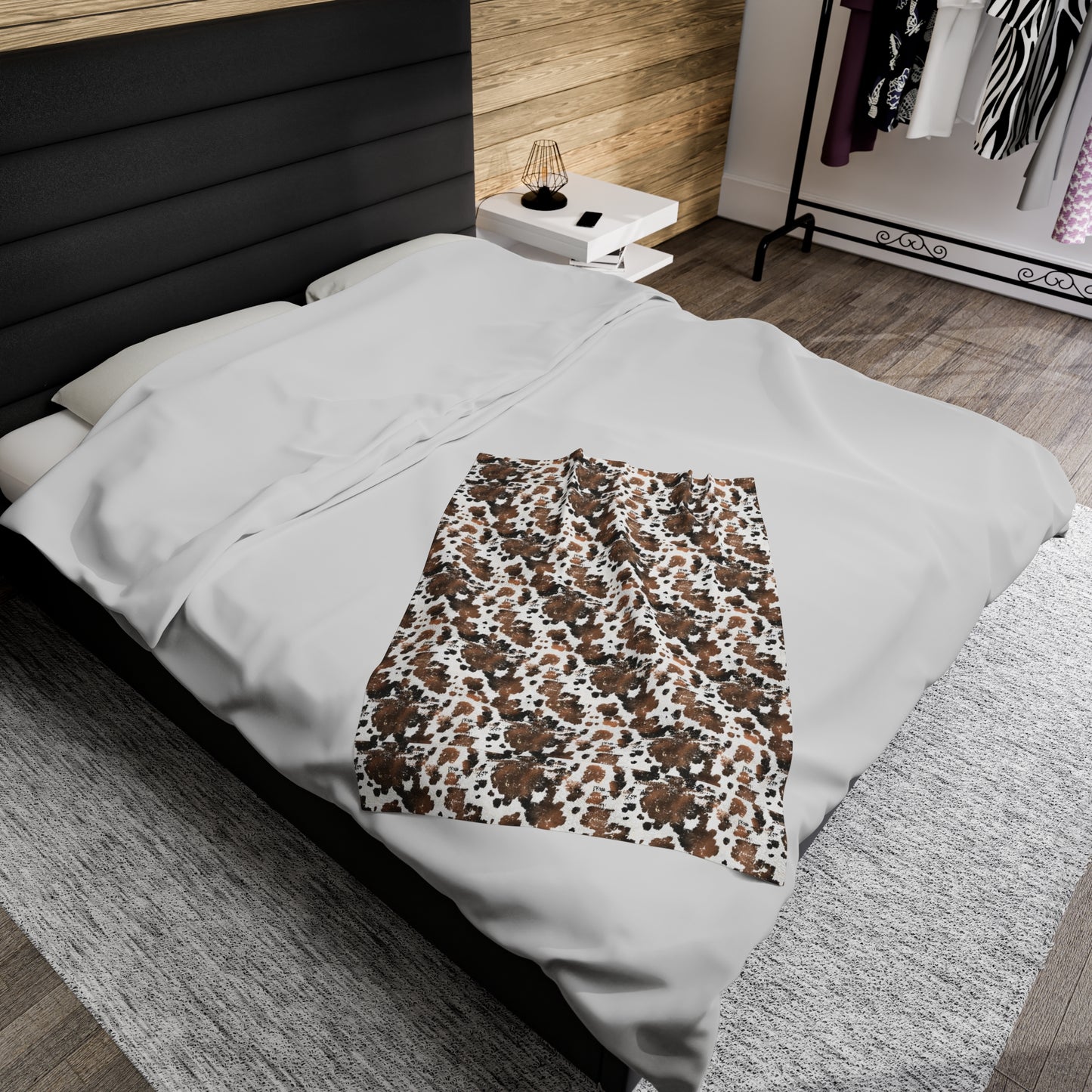 Cowhide Velveteen Plush Blanket | Soft, Rustic, Luxurious and Comforting | Available in Multiple Sizes