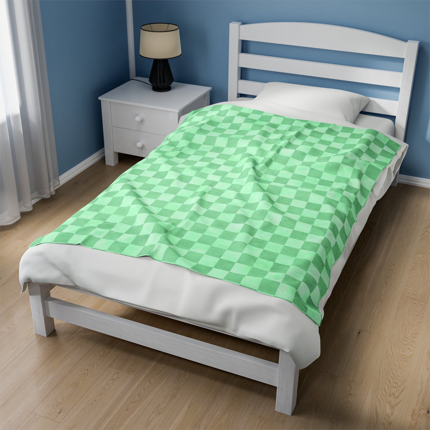 Pastel Checkers Velveteen Plush Blanket | Soft, Trendy, Luxurious and Comforting | Available in Multiple Sizes