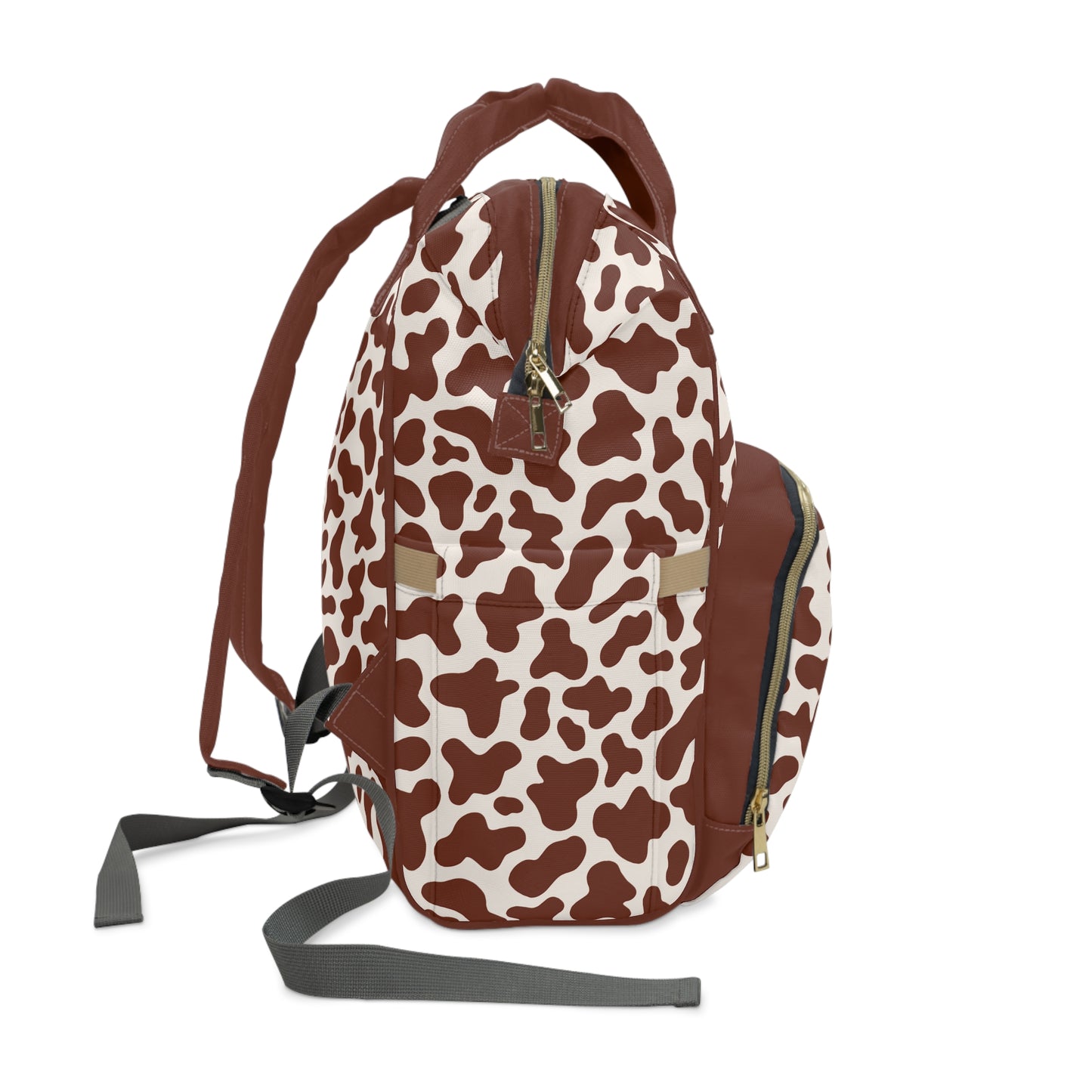 Trendy Cow Print Diaper Backpack - Durable Baby Bag with Unique Cow Pattern, Spacious Nappy Bag for Fashion-Forward Parents