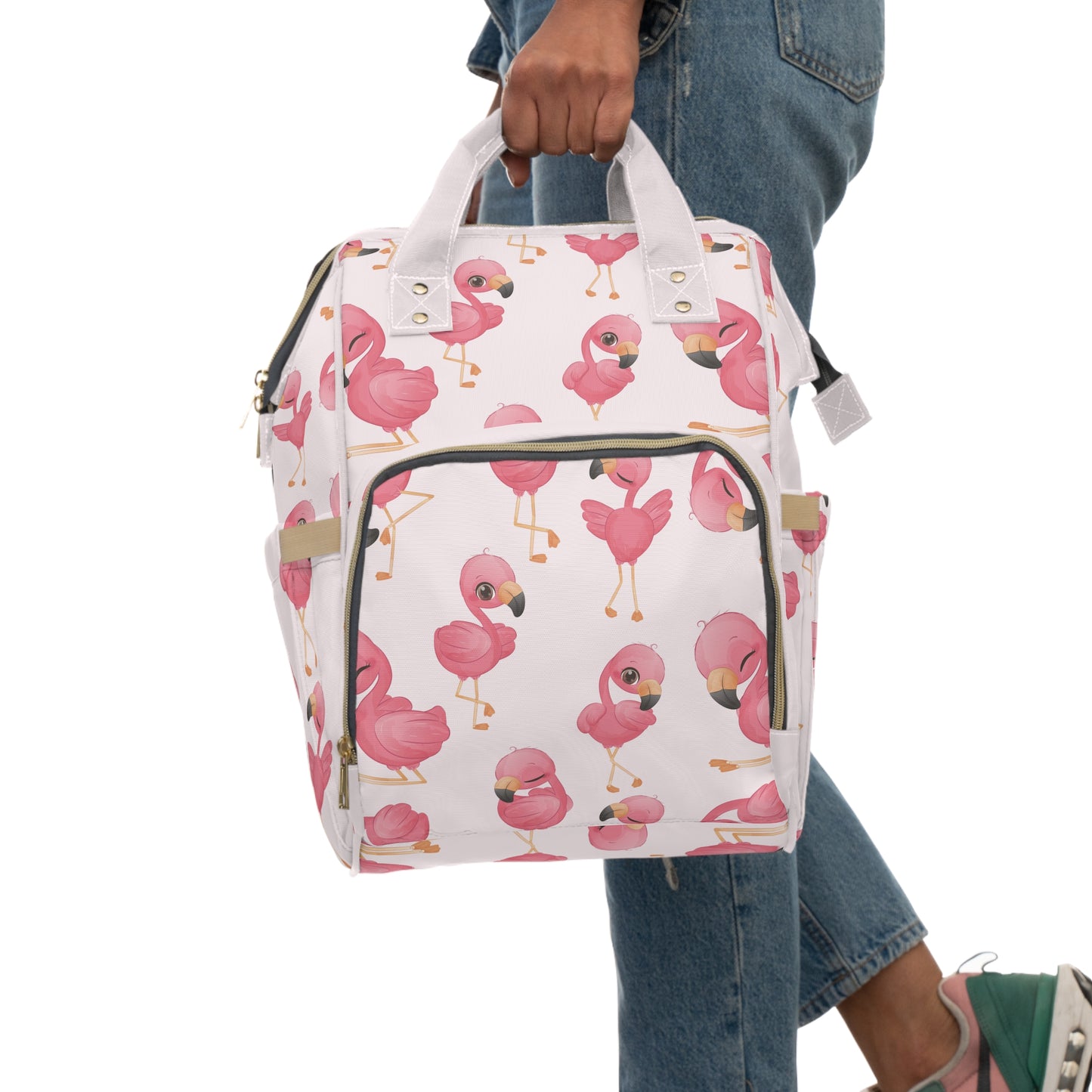 Flamingo Diaper Backpack - Playful & Multifunctional Baby Bag with Vibrant Flamingo Motifs, Ideal for Stylish Parents