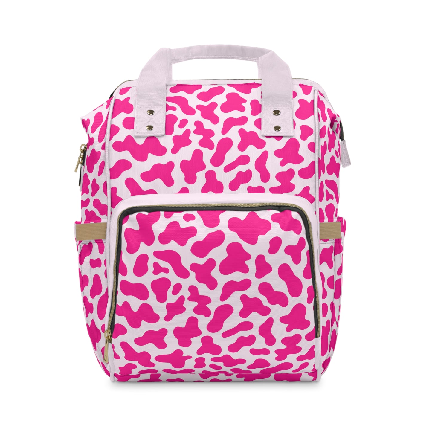 Trendy Cow Print Diaper Backpack - Durable Baby Bag with Unique Cow Pattern, Spacious Nappy Bag for Fashion-Forward Parents