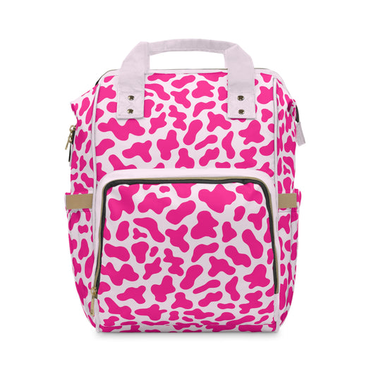Trendy Cow Print Diaper Backpack - Durable Baby Bag with Unique Cow Pattern, Spacious Nappy Bag for Fashion-Forward Parents