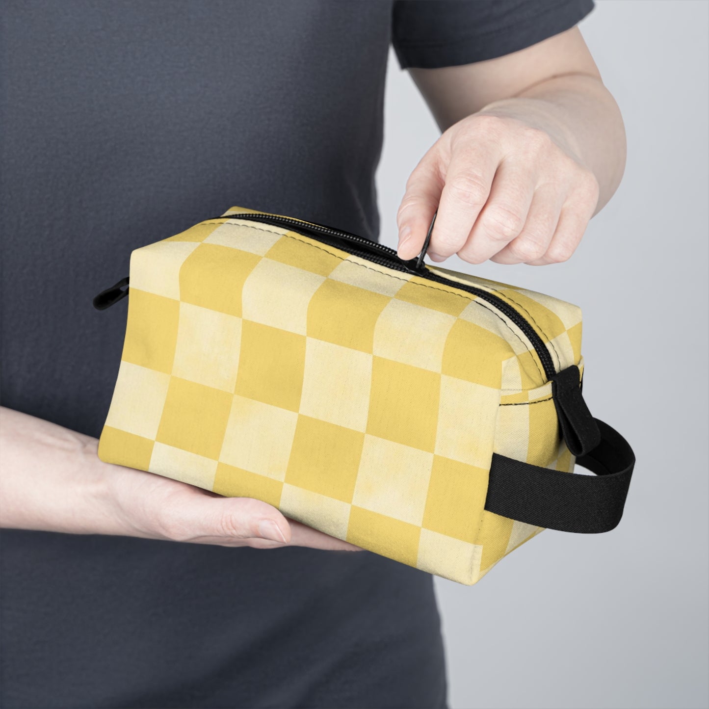 Pastel Checkers Toiletry Bag - Water-Resistant & Chic Cosmetic Organizer - Lightweight Travel Pouch - Elegant Bathroom Accessory