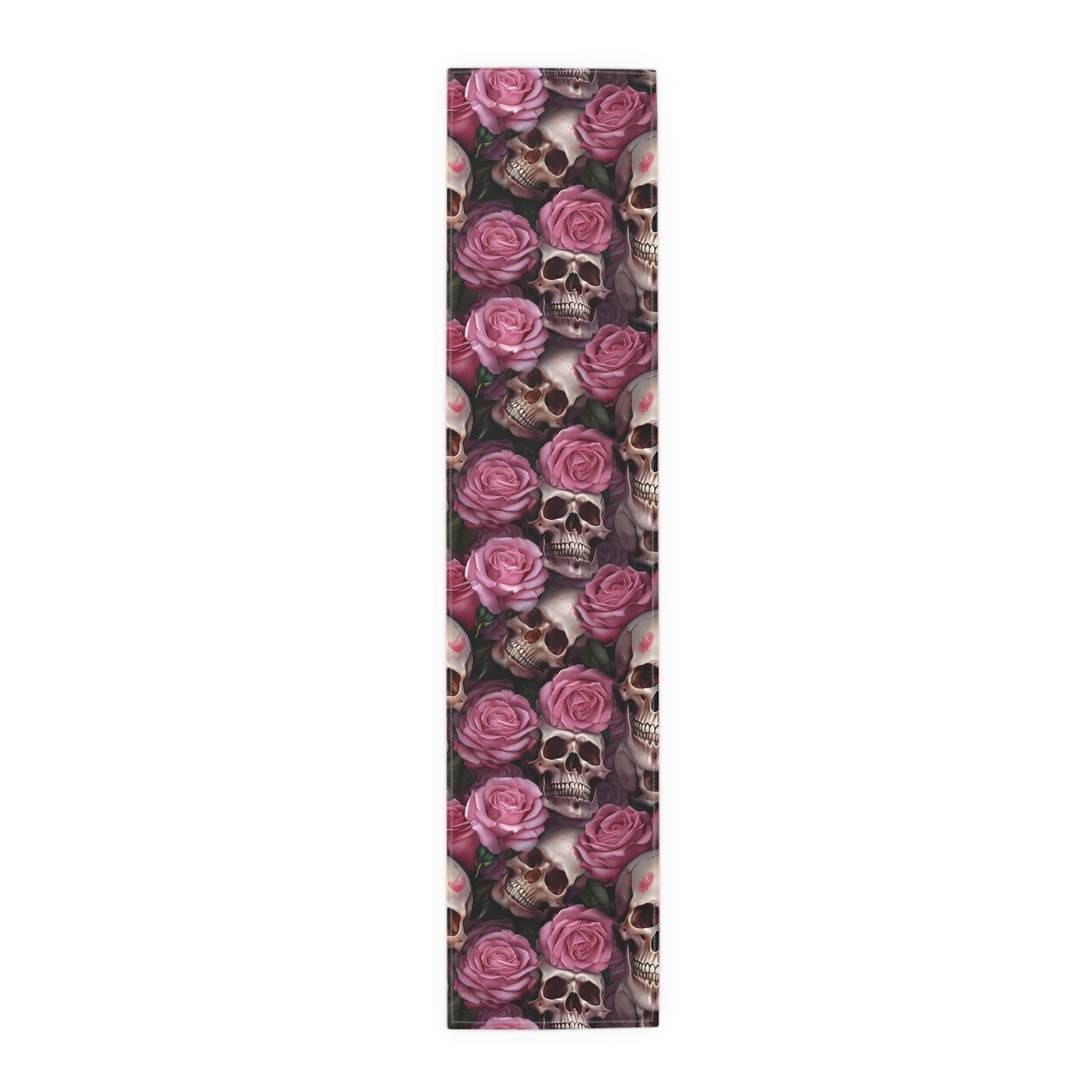 Skull Print Table Runner - Bold Cotton Twill or Sleek Polyester - Ideal for Gothic & Edgy Home Decor