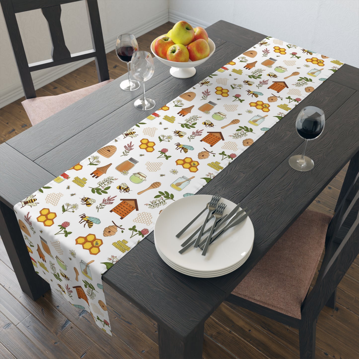 Honey Bee Print Table Runner - Buzzing with Charm - Perfect for Nature Lovers Homes