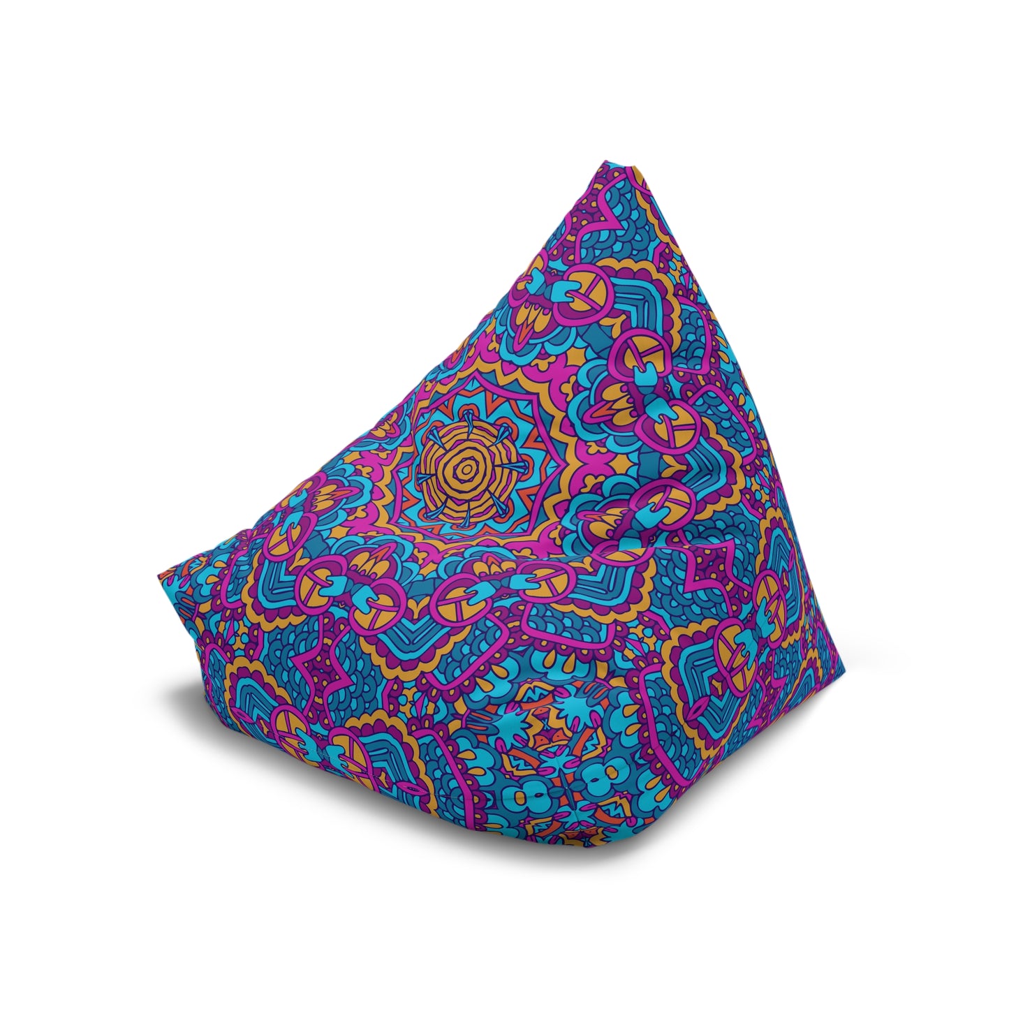 Mandala Bean Bag Chair Cover - Premium Polyester, Secure Zipper, 2 Sizes, Bohemian Design