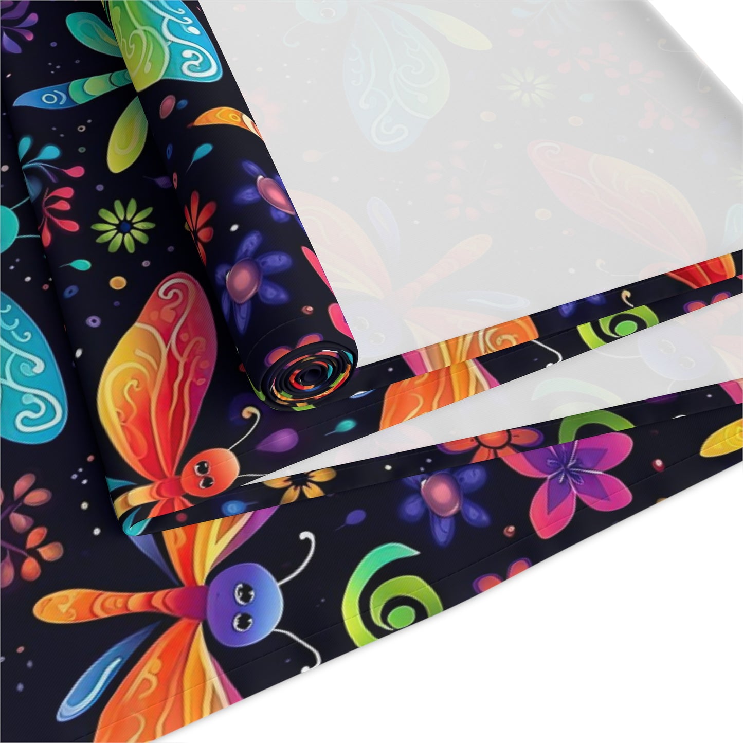 Dragonfly Print Table Runner - Elegant Whimsy, Cotton Twill or Polyester - Perfect for Nature-Inspired Home Decor