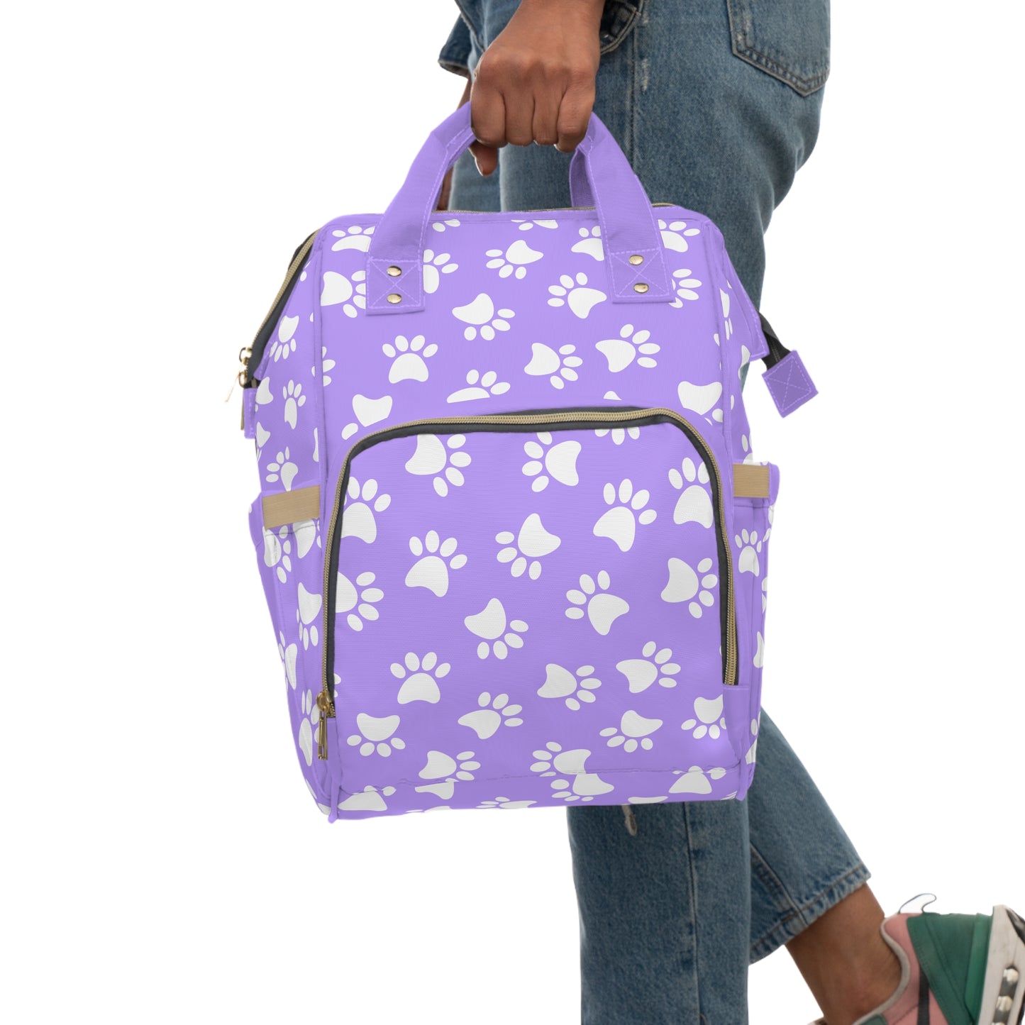 Paw Print Diaper Backpack - Cute & Durable Nappy Bag, Spacious Organized Design for Pet-Owning Parents