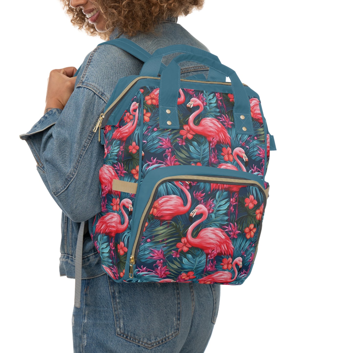 Flamingo Diaper Backpack - Playful & Multifunctional Baby Bag with Vibrant Flamingo Motifs, Ideal for Stylish Parents