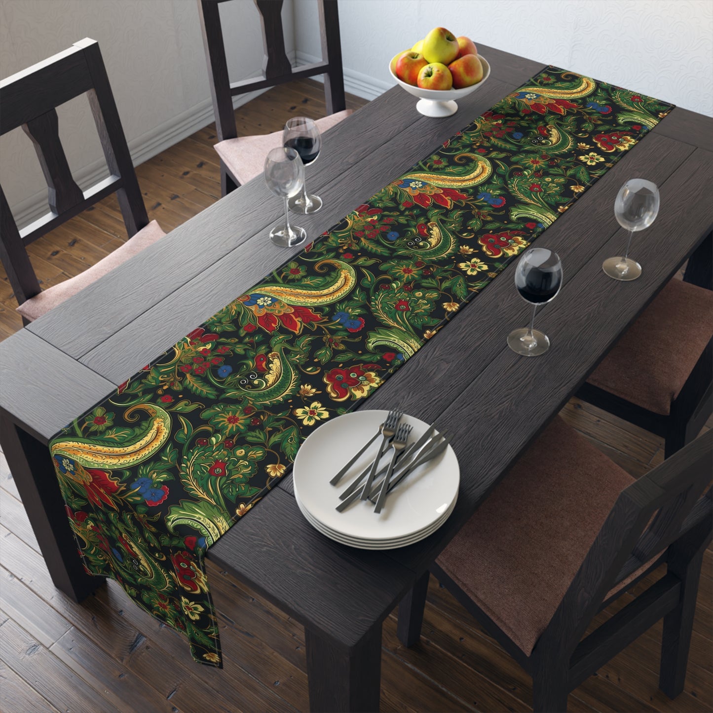 Chinoiserie Print Table Runner - Elegant Asian-Inspired Elegance, Cotton Twill or Polyester - Perfect for Cultural Home Decor