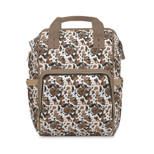 Cowhide Diaper Backpack - Chic & Durable Baby Bag with Genuine Cowhide Patterns, Perfect for Stylish Parents
