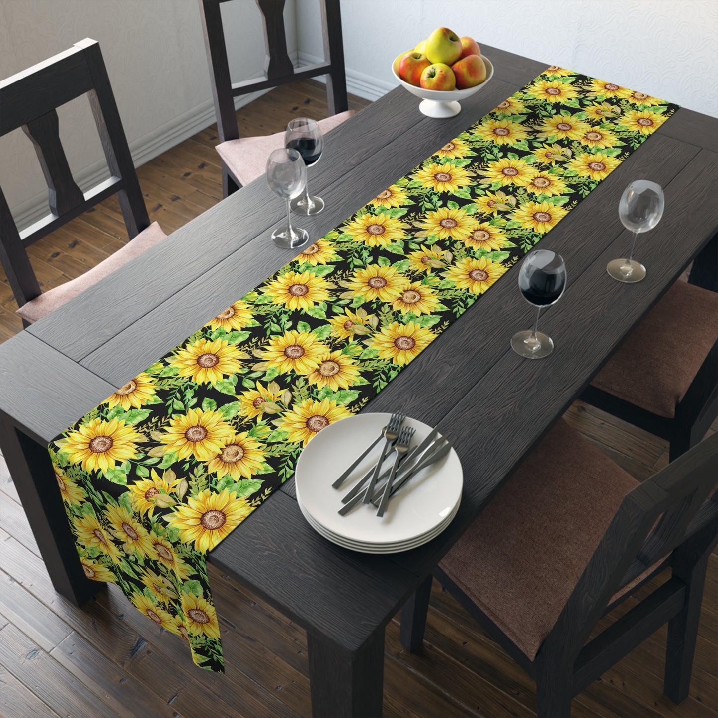 Sunflower Print Table Runner - Bright and Cheerful, Cotton Twill or Polyester - Perfect for Sunny Home Decor