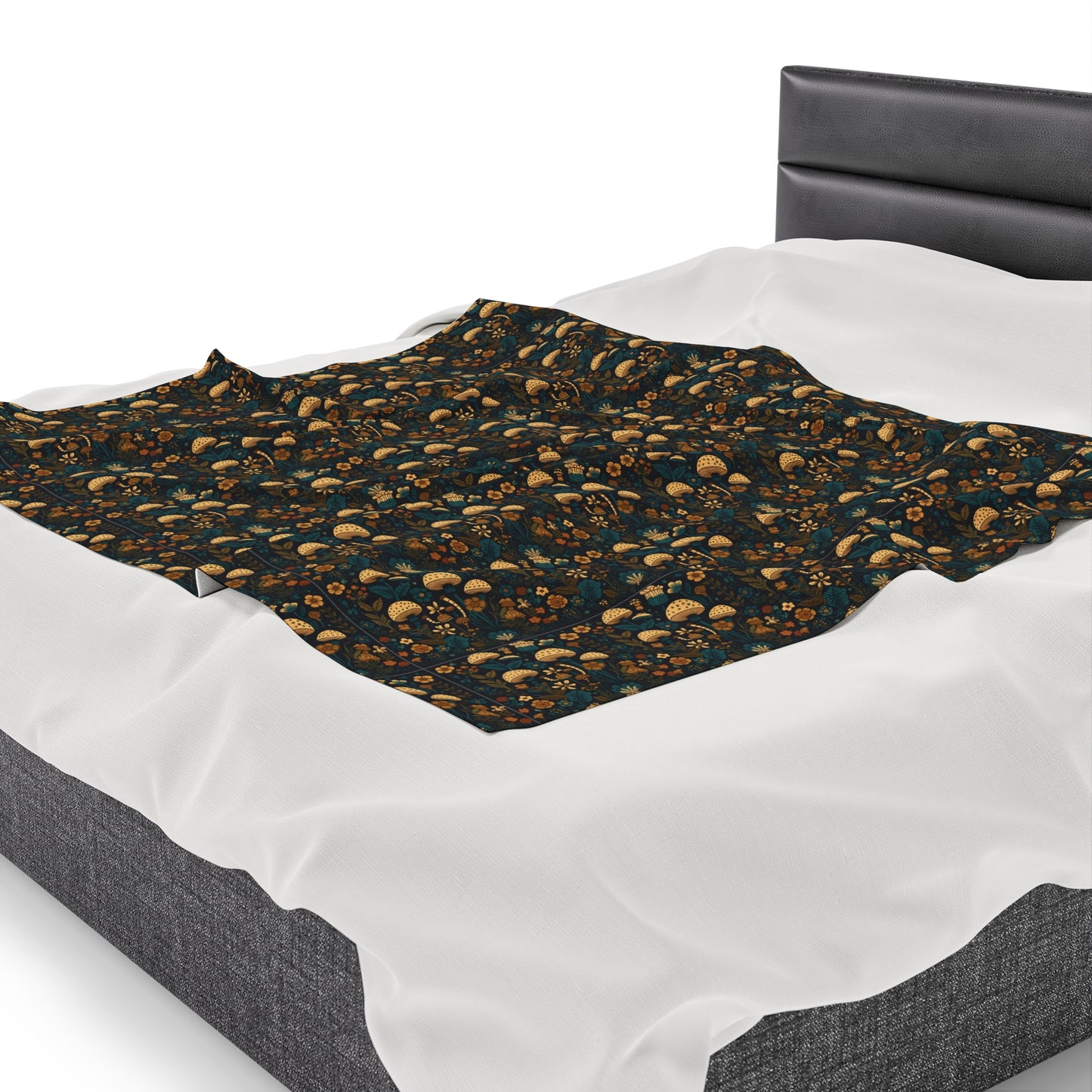 Mushroom Velveteen Plush Blanket | Soft, Whimsical, Luxurious and Comforting | Available in Multiple Sizes